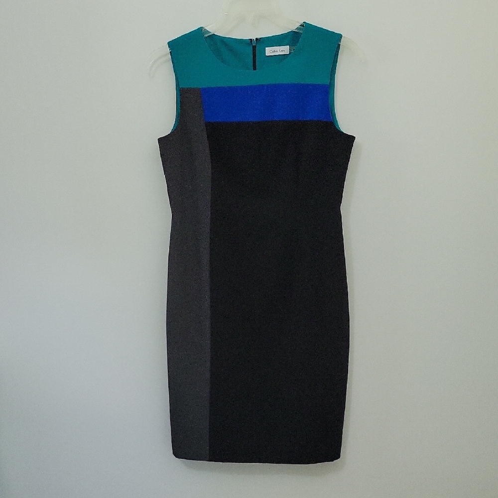 Calvin Klein Colorblock Sheath Dress, Size 8